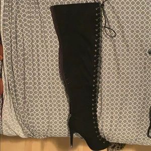 Peep toe, thigh high boots